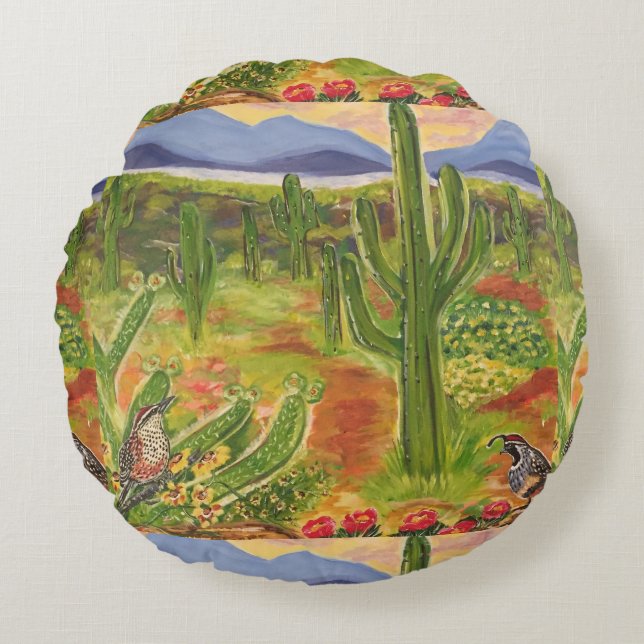 Southwestern Art Round Pillow (Front)