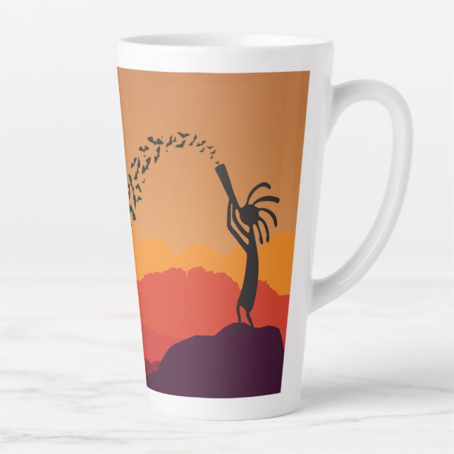 Southwestern Bats Moon Kokopelli Latte Mug (Right)