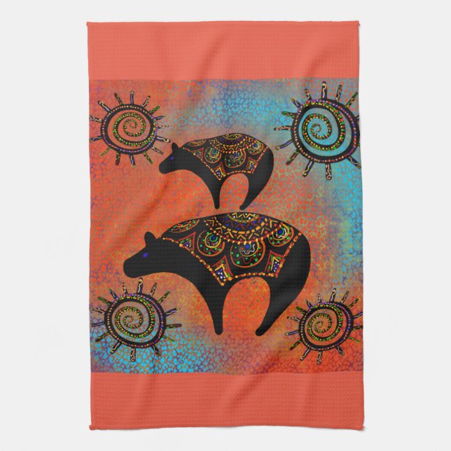 SOUTHWESTERN BEAR  ART      KITCHEN TOWEL (Vertical)