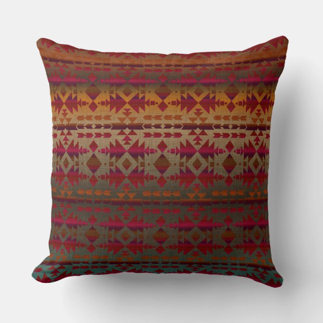 Southwestern Beauty | Tribal Ombre Style Throw Pillow (Front)