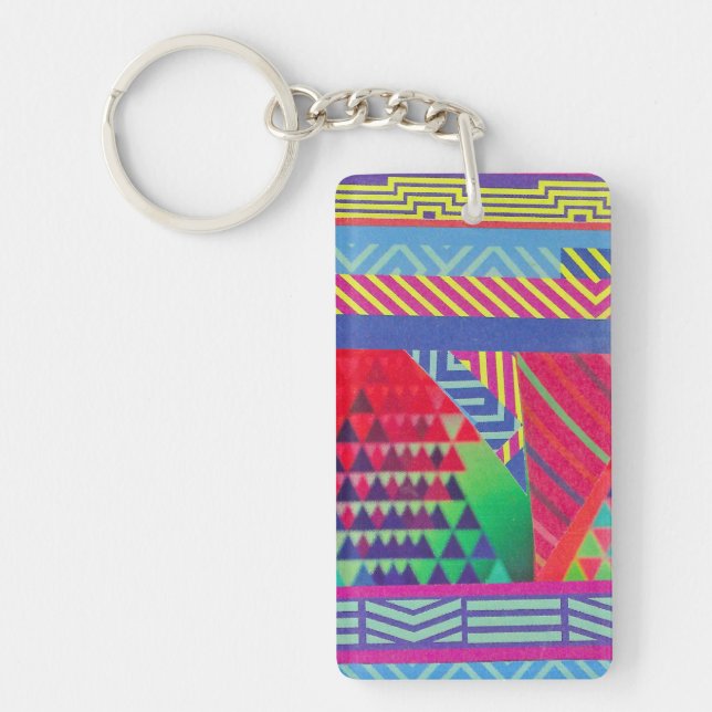 southwestern borders and triangles collage keychain (Front)