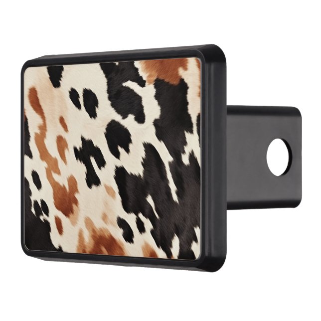 Southwestern Brown Cream Black Cowhide  Trailer Hitch Cover (Left)