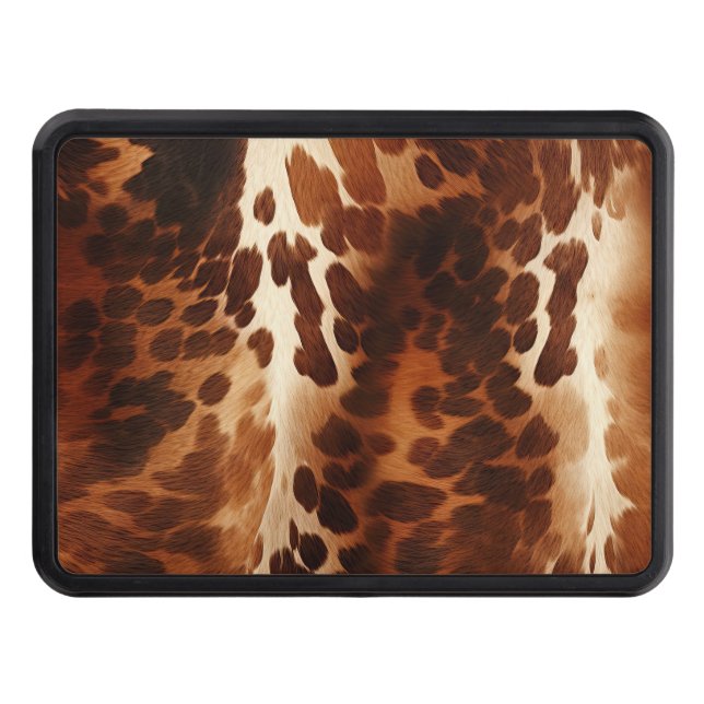 Southwestern Brown Cream Cowhide  Trailer Hitch Cover (Front)