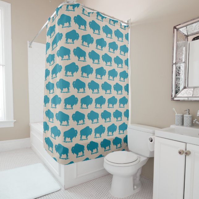 Southwestern Buffalo Pattern Turquoise & Beige (In Situ)