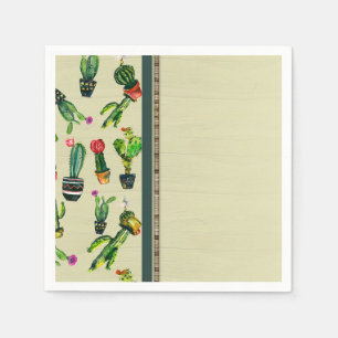 Southwestern Cactus Plant Natural Baby Shower Napkin