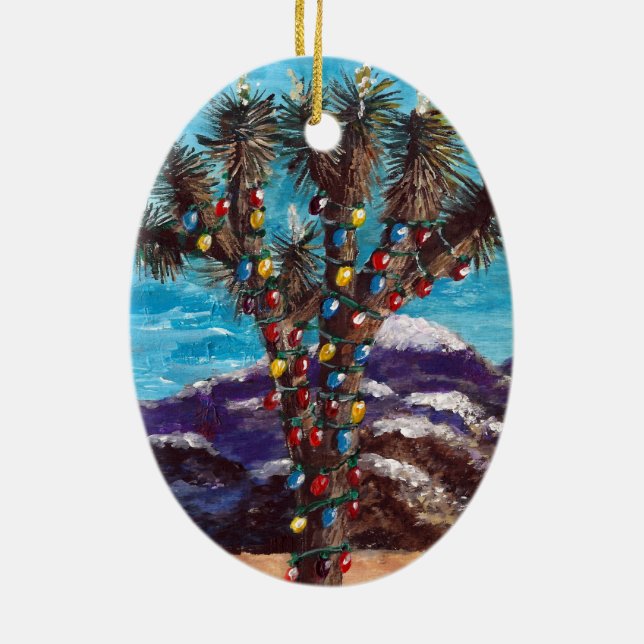 "Southwestern Christmas" Ceramic Ornament (Back)