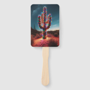 Southwestern Christmas desert cactus  Hand Fan