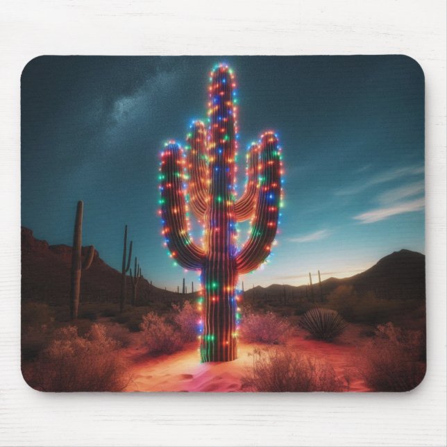 Southwestern Christmas desert cactus  Mouse Pad (Front)