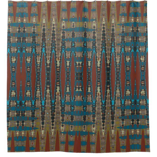Southwestern Colours Zigzag Abstract Rust Green (Front)