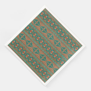Southwestern Copper Teal Geometric Pattern Napkin