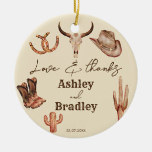 Southwestern country ranch wedding favor gifts ceramic ornament