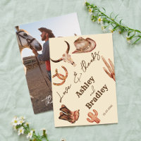 Southwestern country ranch wedding photo thank you