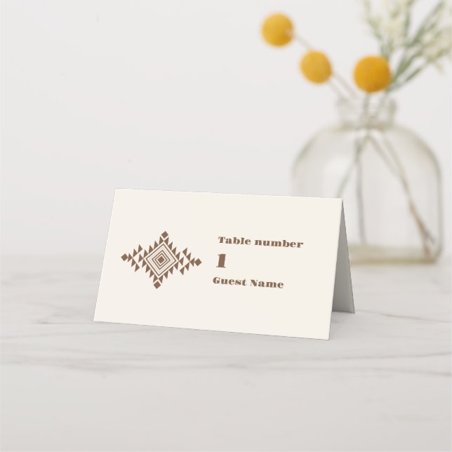 Southwestern Country Ranch Western Wedding Place Card (Front)