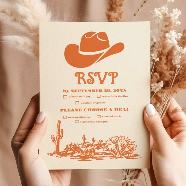 Southwestern Country Ranch Western Wedding RSVP Card (Creator Uploaded)
