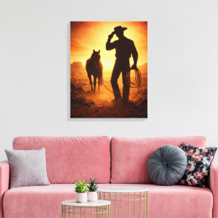 Southwestern Cowboy Artwork Canvas Print