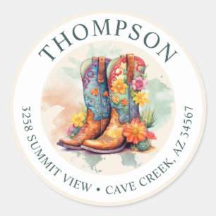 Southwestern Cowgirl Boots Return Address Label