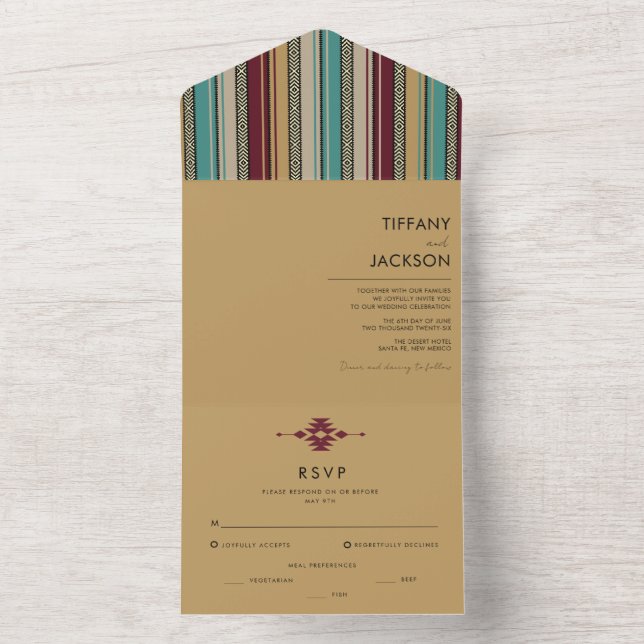 Southwestern Desert Bohemian Wedding All In One Invitation (Inside)