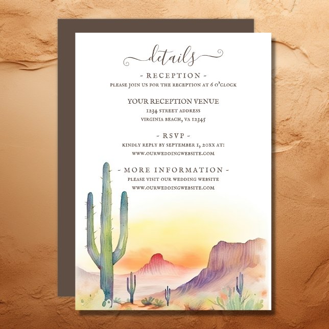 Southwestern Desert Cactus Wedding Details Enclosure Card (Southwestern Desert Cactus Wedding Details Enclosure Card)
