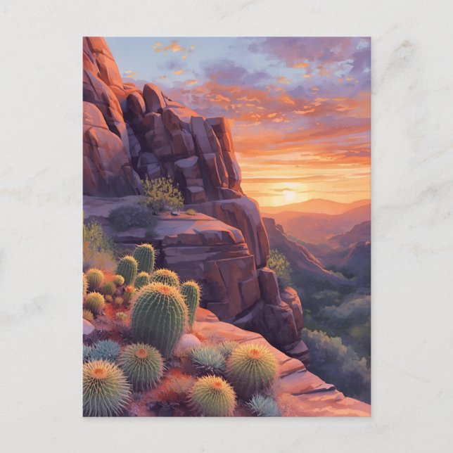 Southwestern Desert Canyon Sunset Postcard (Front)