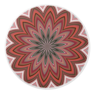 Southwestern Desert Flower Mandala Red Ceramic Knob