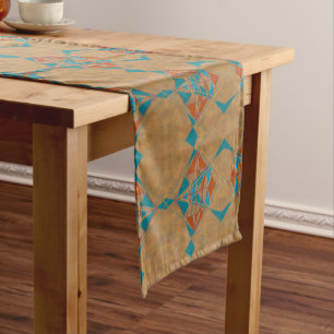 Southwestern Desert Indian Star Man Design Art Short Table Runner