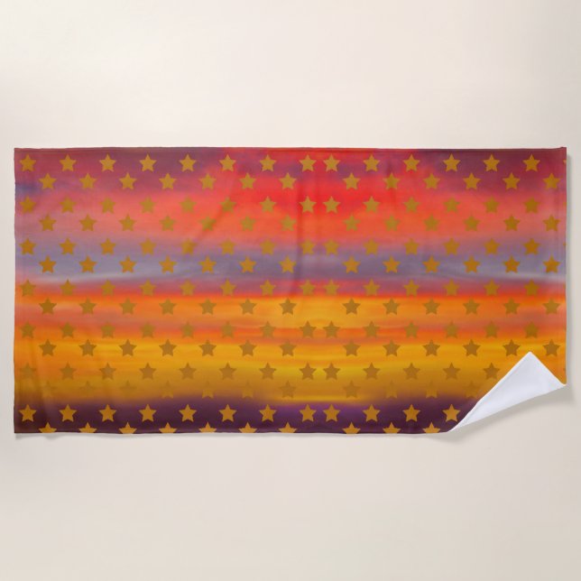 Southwestern Desert Stars And Stripes Abstract Art Beach Towel (Front)