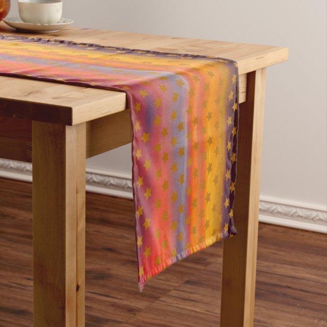 Southwestern Desert Stars And Stripes Abstract Art Short Table Runner (In Situ)