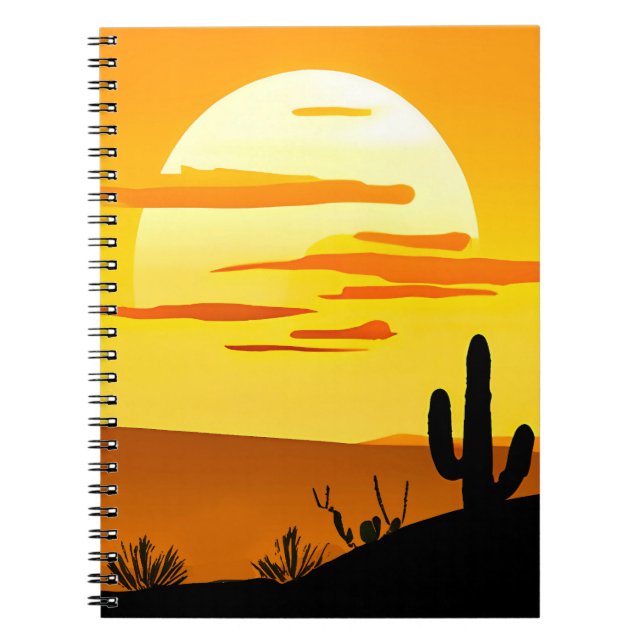 Southwestern Desert Sunset with Cactus  Notebook (Front)
