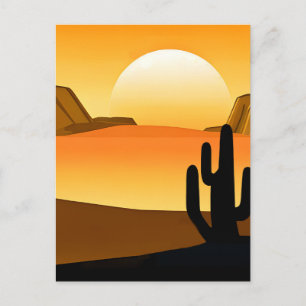 Southwestern Desert Sunset with Mesas  Postcard