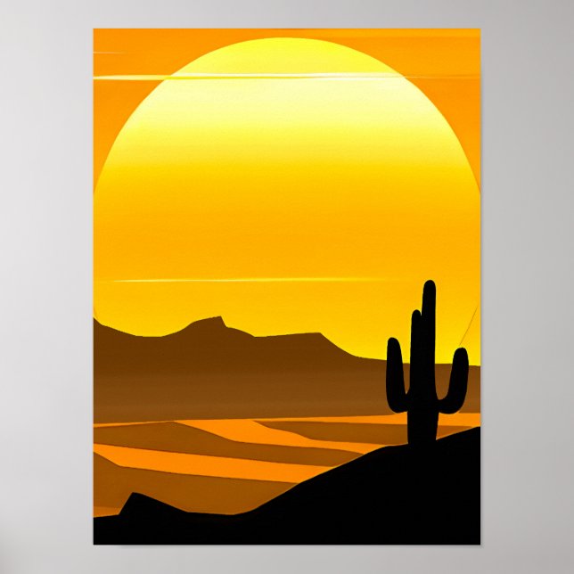 Southwestern Desert Sunset with Mesas Poster (Front)