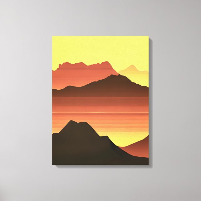 Southwestern Desert Sunset with Mountains  Canvas Print (Front)