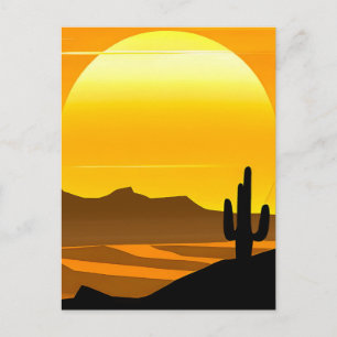 Southwestern Desert Sunset with Mountains  Postcard