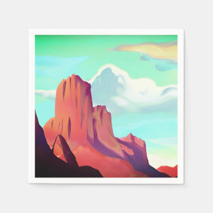 Southwestern Desert with Mountains Minimalist Art  Napkin
