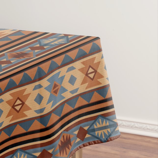 Southwestern Design Adobe Tan Grey Brown Tableclot Tablecloth (In Situ)