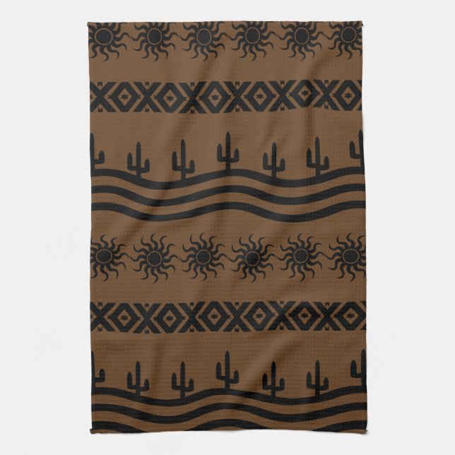 Southwestern Design Black And Brown Kitchen Towels (Vertical)