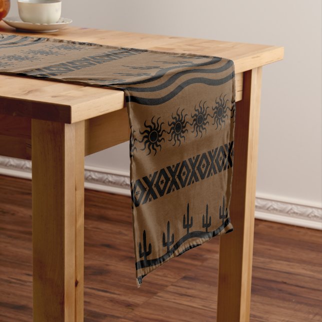 Southwestern Design Black And Brown Table Runner (In Situ)