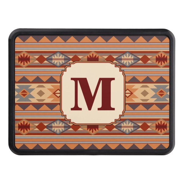 Southwestern Design Tan Monogram Trailer Hitch Cover (Front)