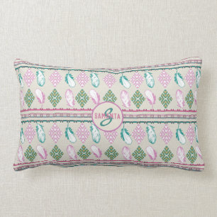 Southwestern ethnic fethers pattern lumbar pillow