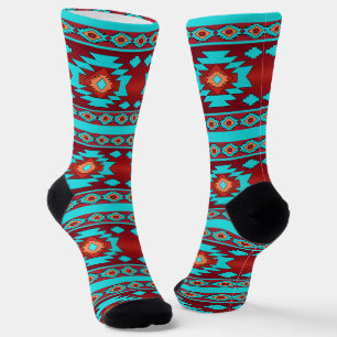 Southwestern ethnic geometric design socks