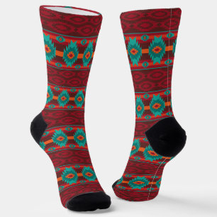 Southwestern ethnic geometric design socks