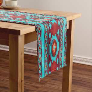Southwestern ethnic geometric pattern short table runner