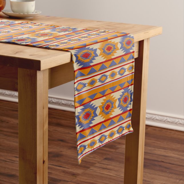 Southwestern ethnic geometric pattern. short table short table runner (In Situ)
