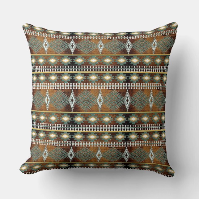 southwestern ethnic pattern throw pillow (Front)