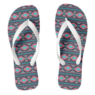 Southwestern ethnic tribal pattern. flip flops