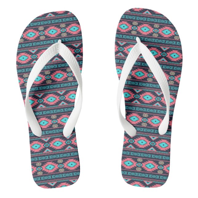 Southwestern ethnic tribal pattern. flip flops (Footbed)