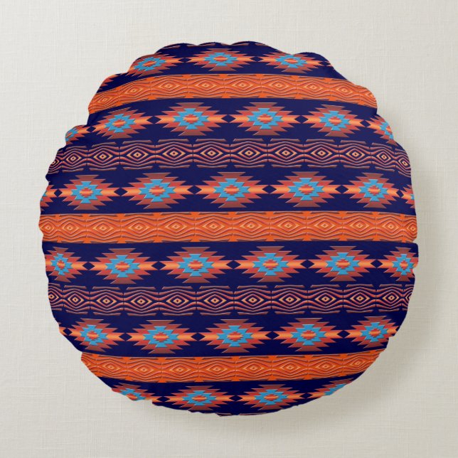 Southwestern ethnic tribal pattern. round pillow (Front)