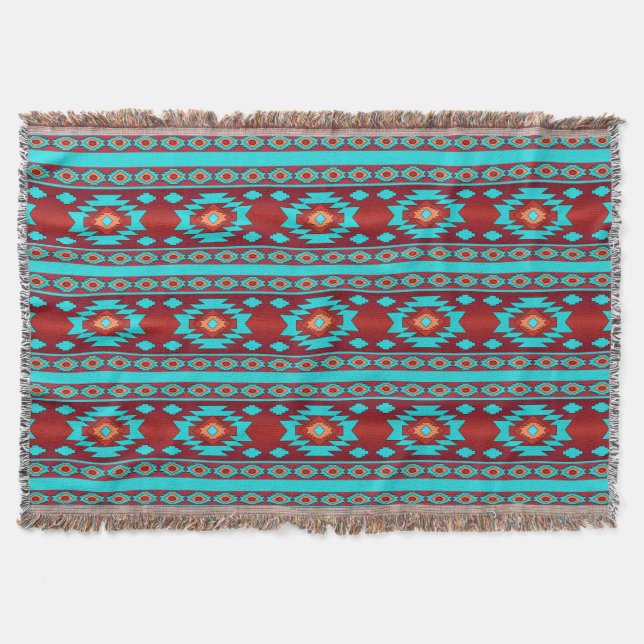 Southwestern ethnic tribal pattern. throw blanket (Front)