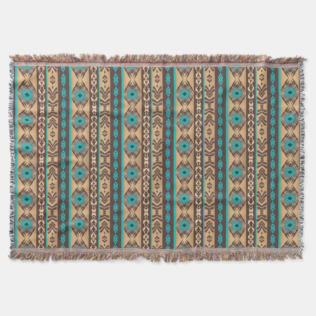 Southwestern ethnic tribal pattern. throw blanket (Front)