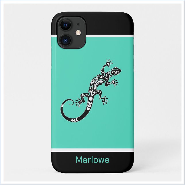 Southwestern Gecko Sea Green and Black Case-Mate iPhone Case (Creator Uploaded)