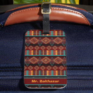 Southwestern geometric ethnic pattern  luggage tag